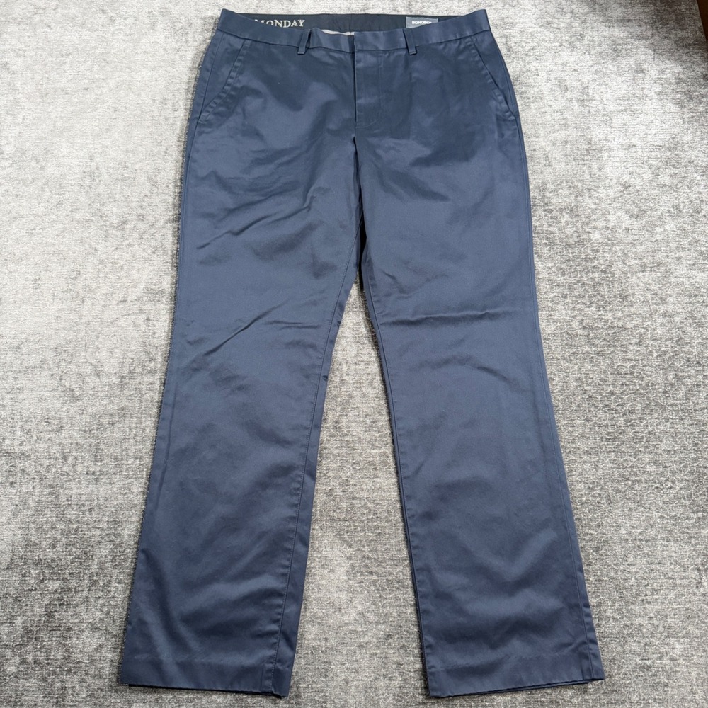 Bonobos Mens Straight Leg Chinos Navy Blue 100% Cotton Pants Size 34x30 Dress